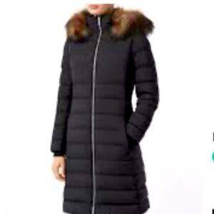 BURBERRY LONDON NEWBRIDGE PUFFER FAUX-FUR COAT.